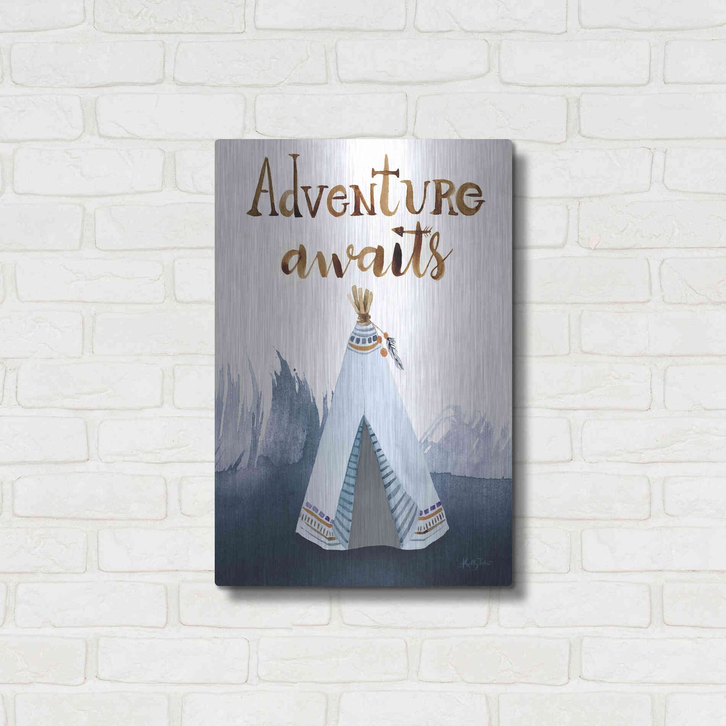 Luxe Metal Art 'Adventure Awaits' by Kelley Talent, Metal Wall Art,16x24