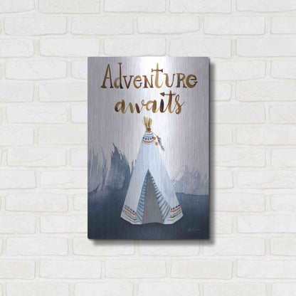 Luxe Metal Art 'Adventure Awaits' by Kelley Talent, Metal Wall Art,16x24