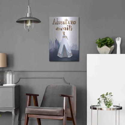 Luxe Metal Art 'Adventure Awaits' by Kelley Talent, Metal Wall Art,16x24