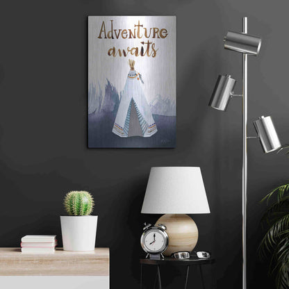 Luxe Metal Art 'Adventure Awaits' by Kelley Talent, Metal Wall Art,16x24