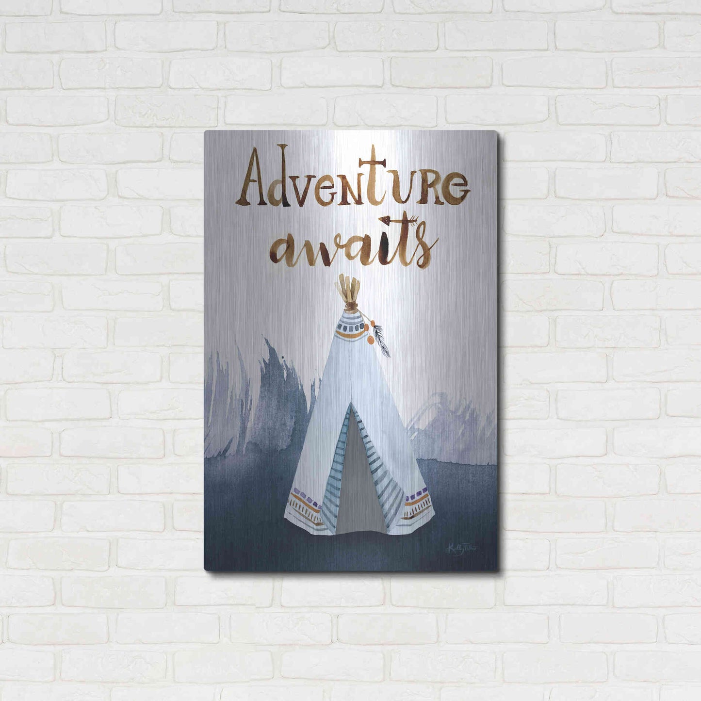 Luxe Metal Art 'Adventure Awaits' by Kelley Talent, Metal Wall Art,24x36