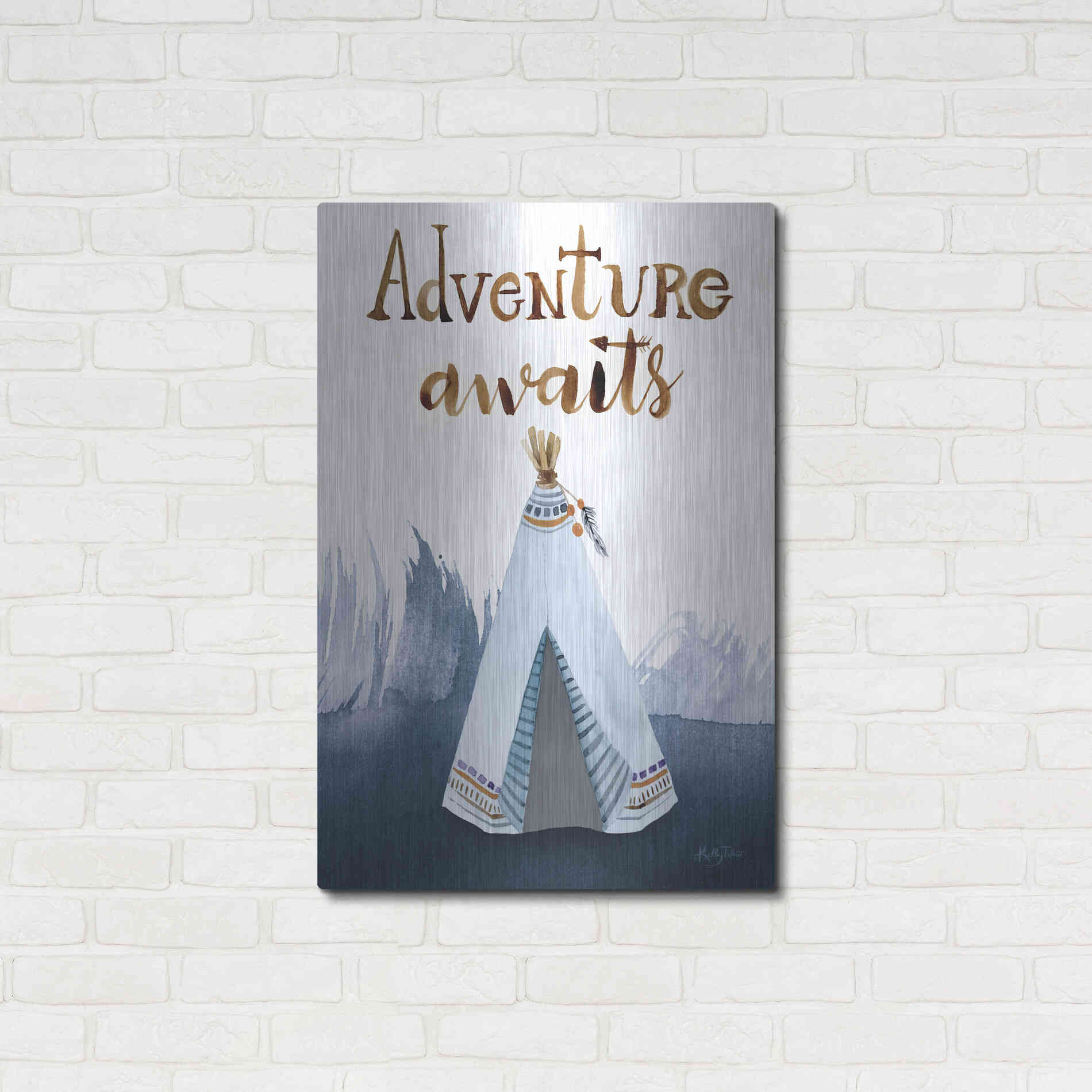 Luxe Metal Art 'Adventure Awaits' by Kelley Talent, Metal Wall Art,24x36