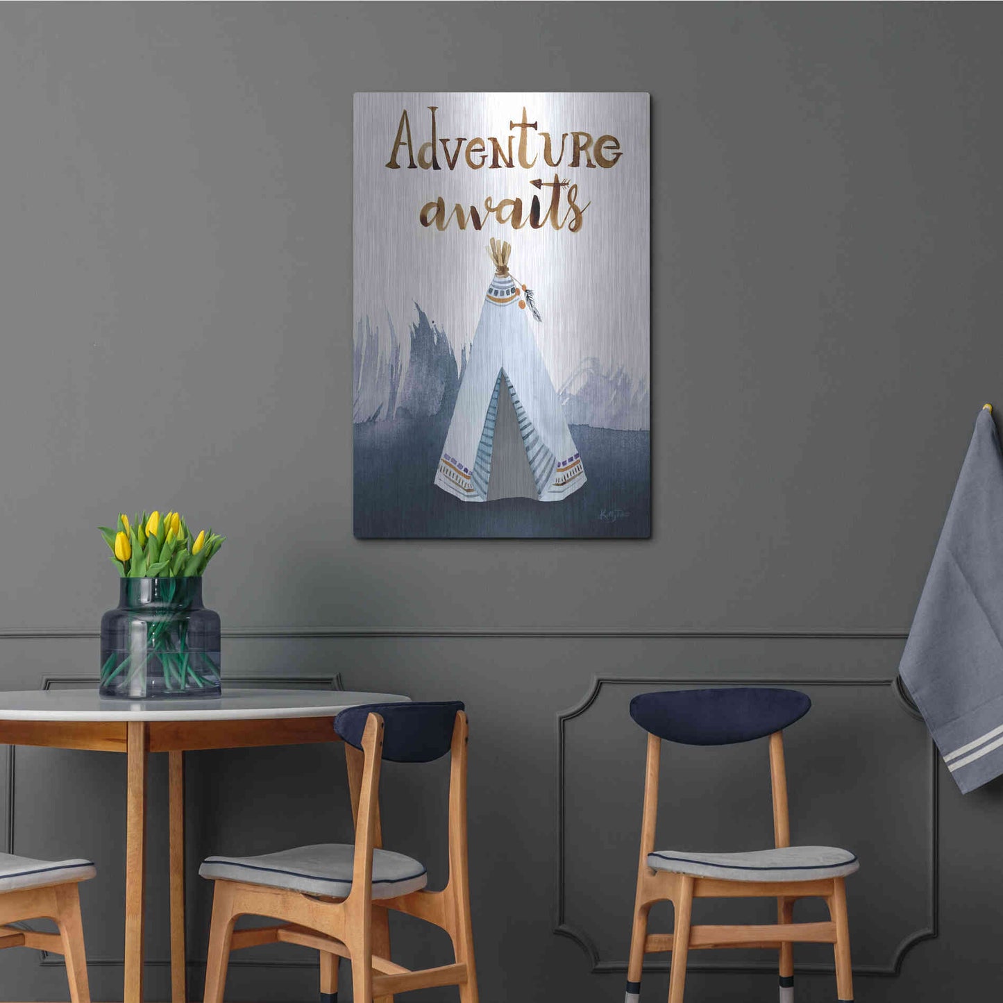 Luxe Metal Art 'Adventure Awaits' by Kelley Talent, Metal Wall Art,24x36