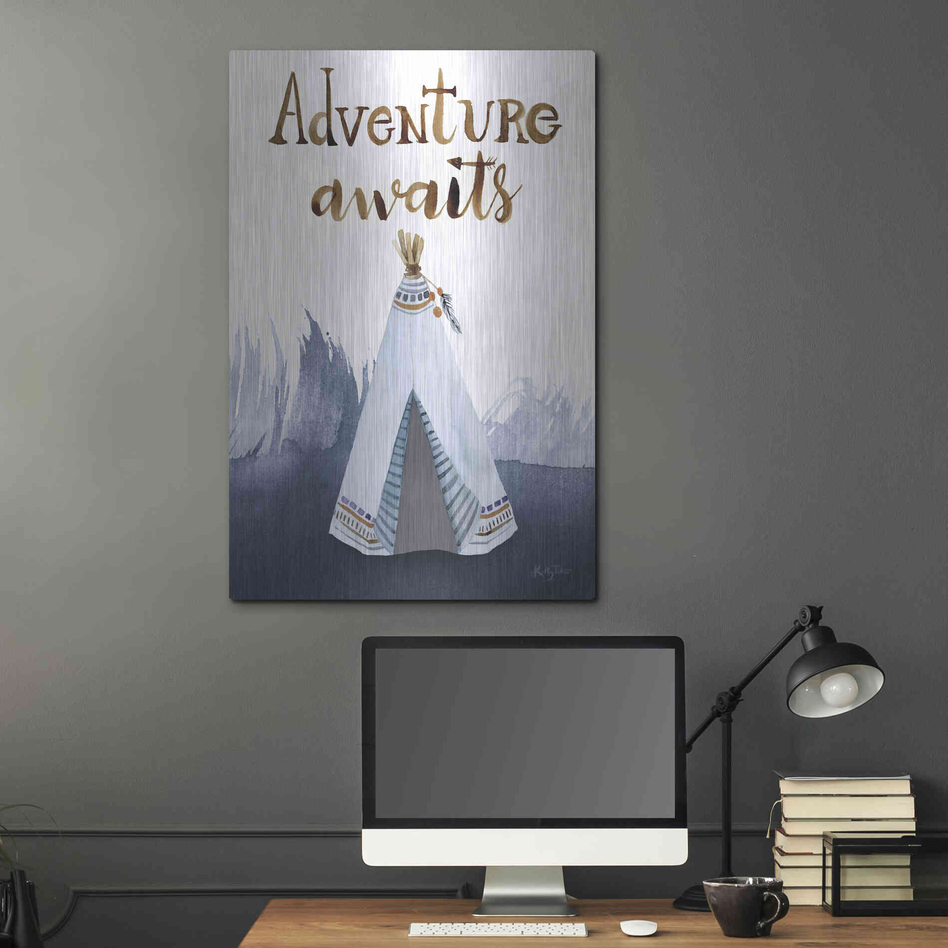 Luxe Metal Art 'Adventure Awaits' by Kelley Talent, Metal Wall Art,24x36