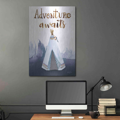 Luxe Metal Art 'Adventure Awaits' by Kelley Talent, Metal Wall Art,24x36