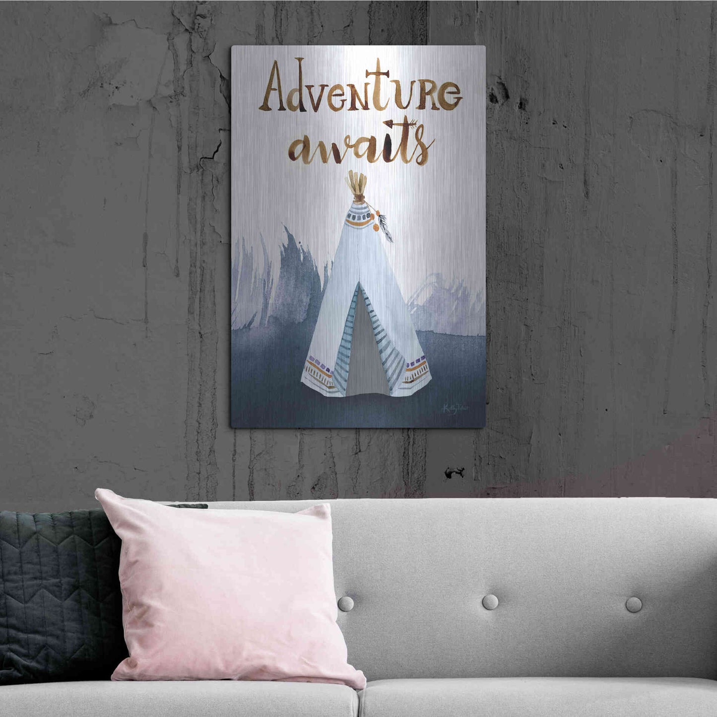 Luxe Metal Art 'Adventure Awaits' by Kelley Talent, Metal Wall Art,24x36