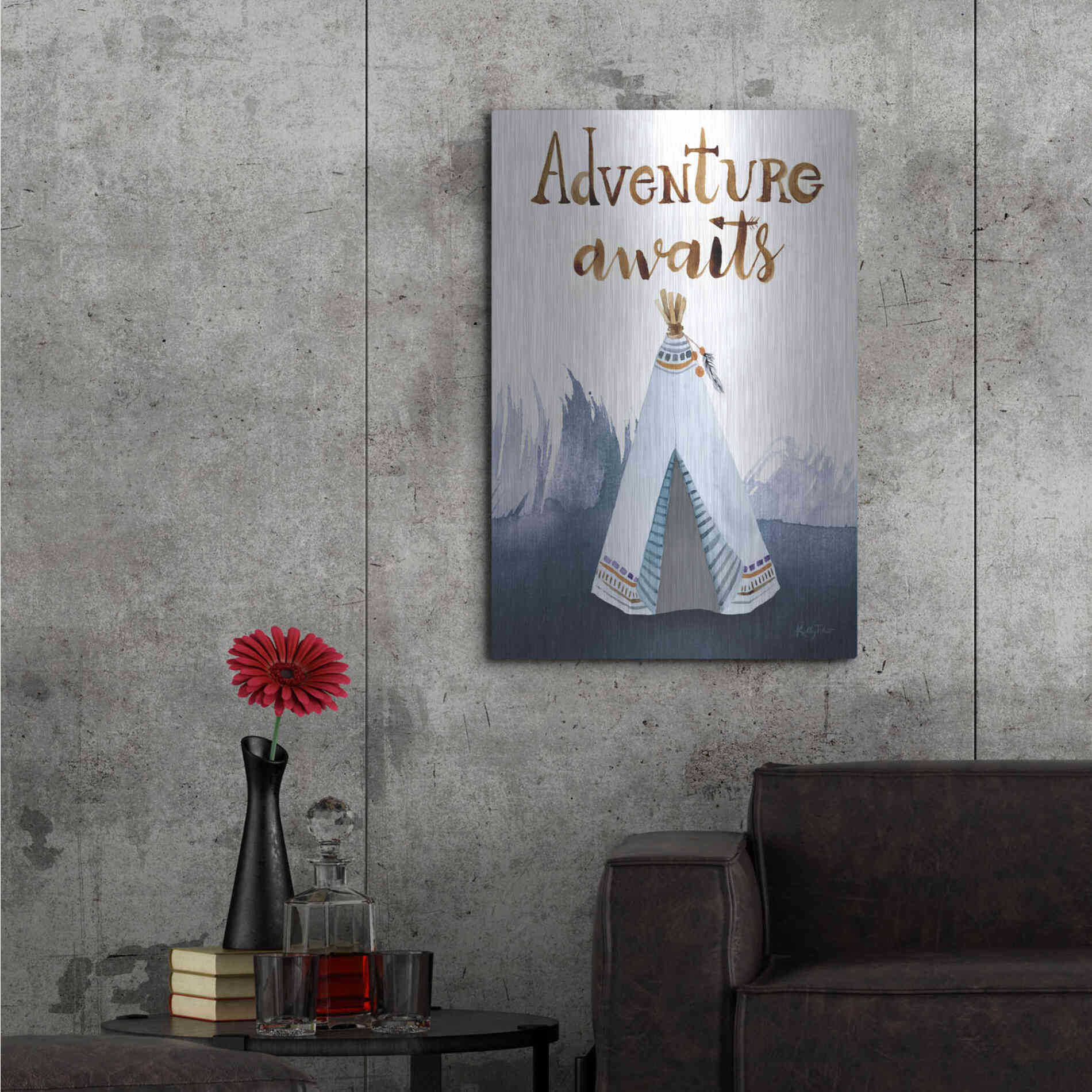Luxe Metal Art 'Adventure Awaits' by Kelley Talent, Metal Wall Art,24x36