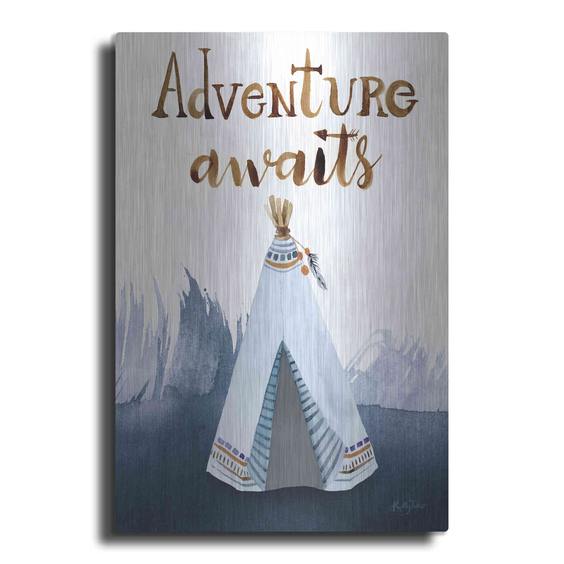 Luxe Metal Art 'Adventure Awaits' by Kelley Talent, Metal Wall Art