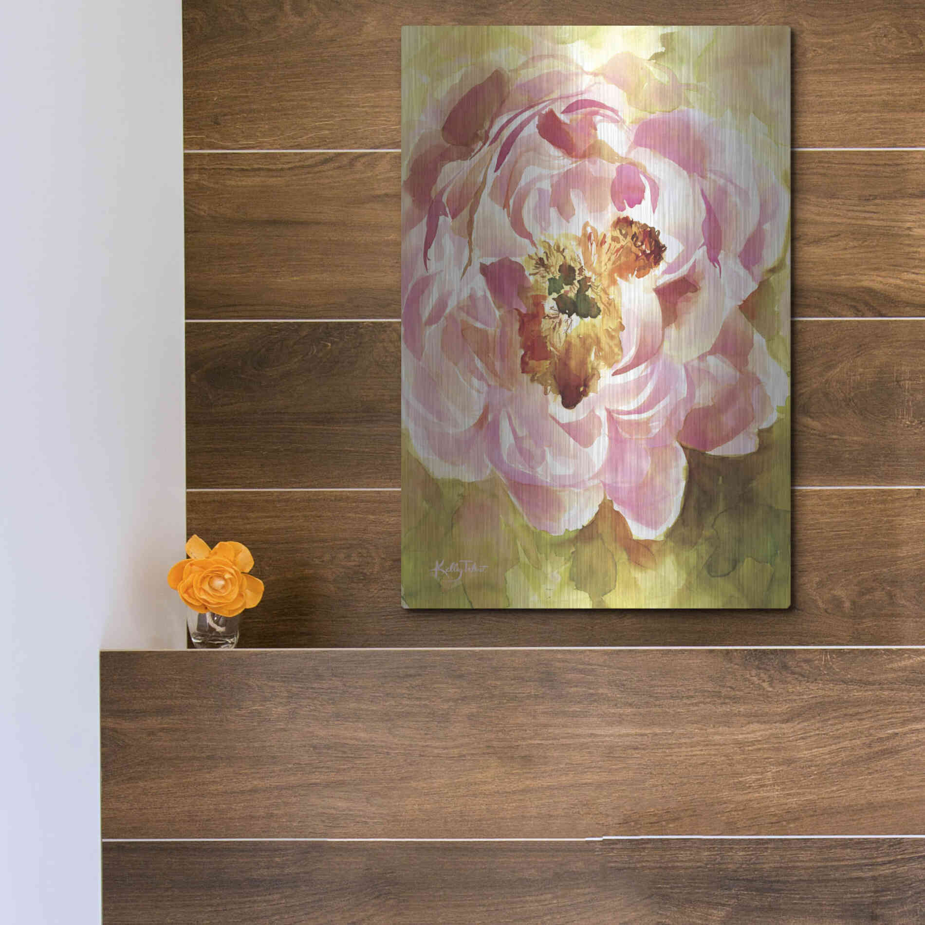 Luxe Metal Art 'Peony Paradise' by Kelley Talent, Metal Wall Art,12x16