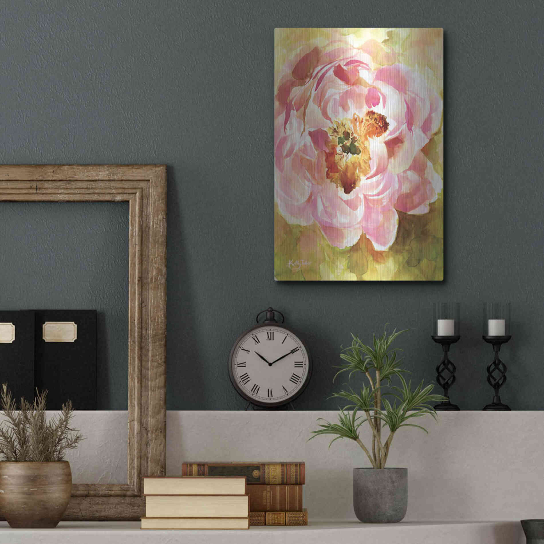 Luxe Metal Art 'Peony Paradise' by Kelley Talent, Metal Wall Art,12x16