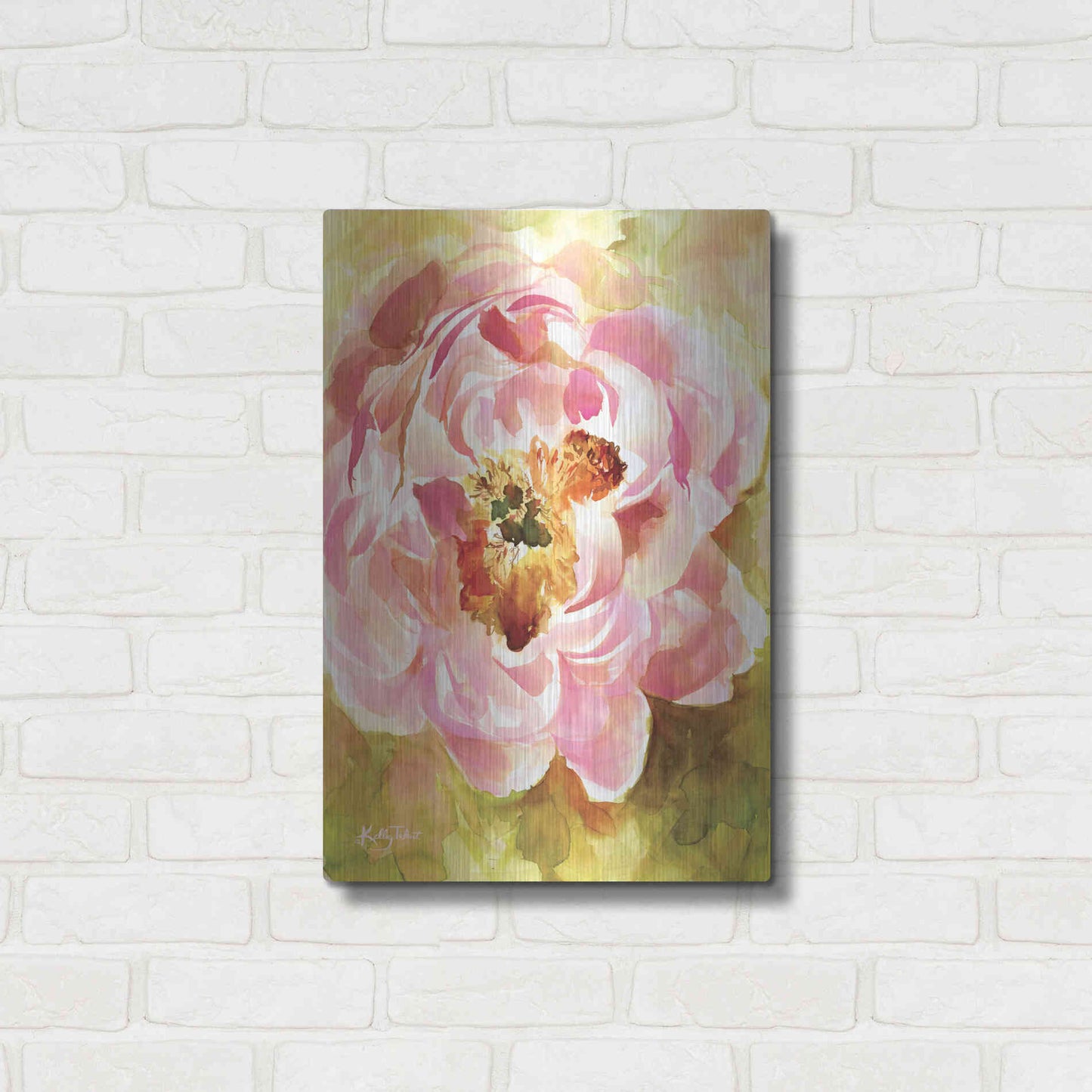 Luxe Metal Art 'Peony Paradise' by Kelley Talent, Metal Wall Art,16x24