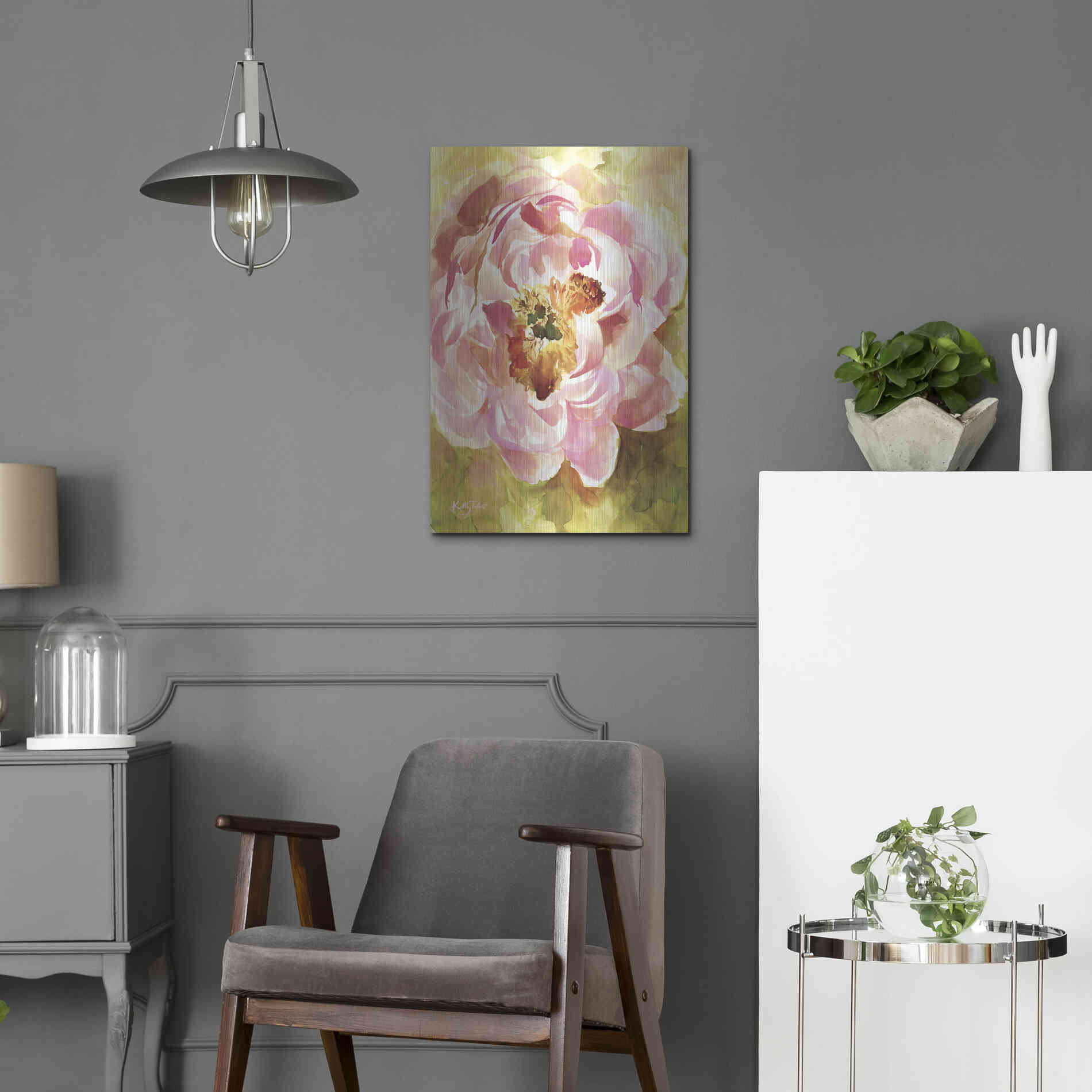 Luxe Metal Art 'Peony Paradise' by Kelley Talent, Metal Wall Art,16x24