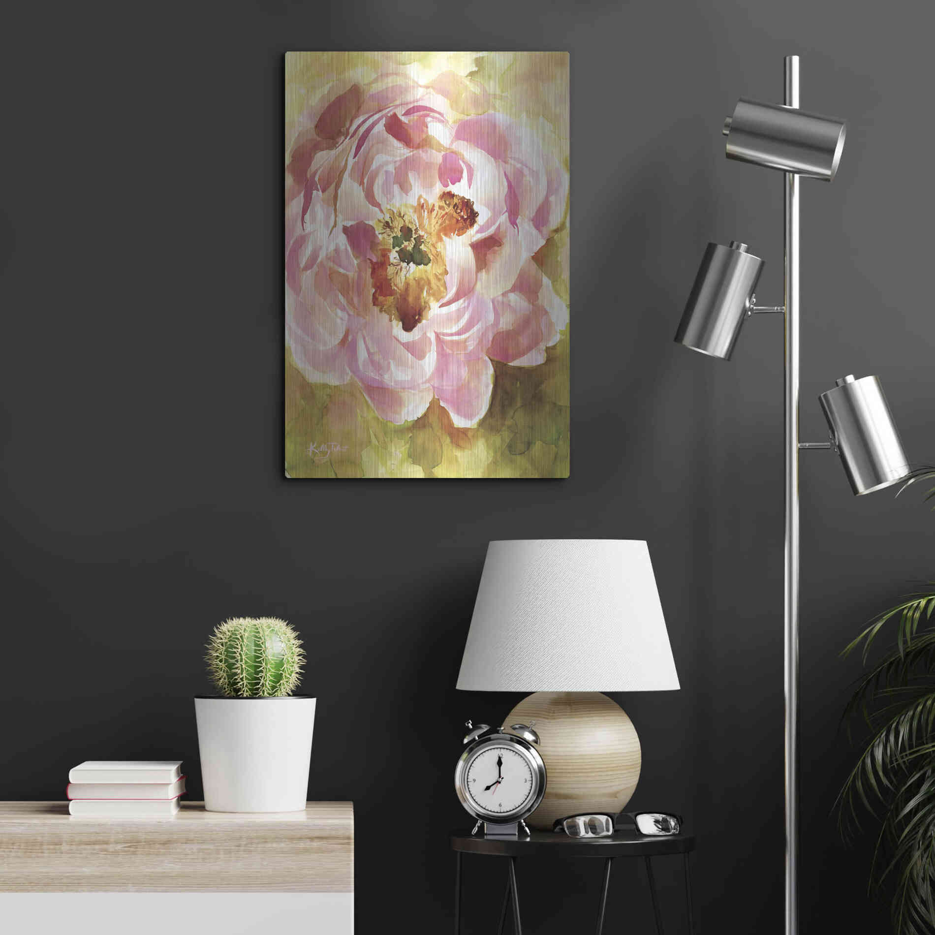 Luxe Metal Art 'Peony Paradise' by Kelley Talent, Metal Wall Art,16x24