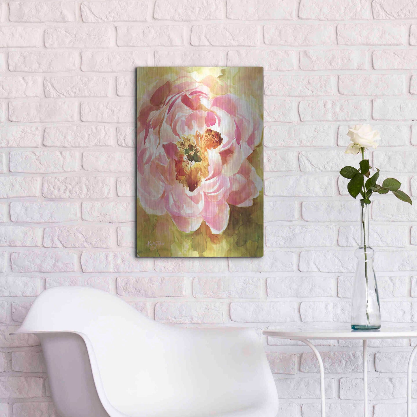 Luxe Metal Art 'Peony Paradise' by Kelley Talent, Metal Wall Art,16x24