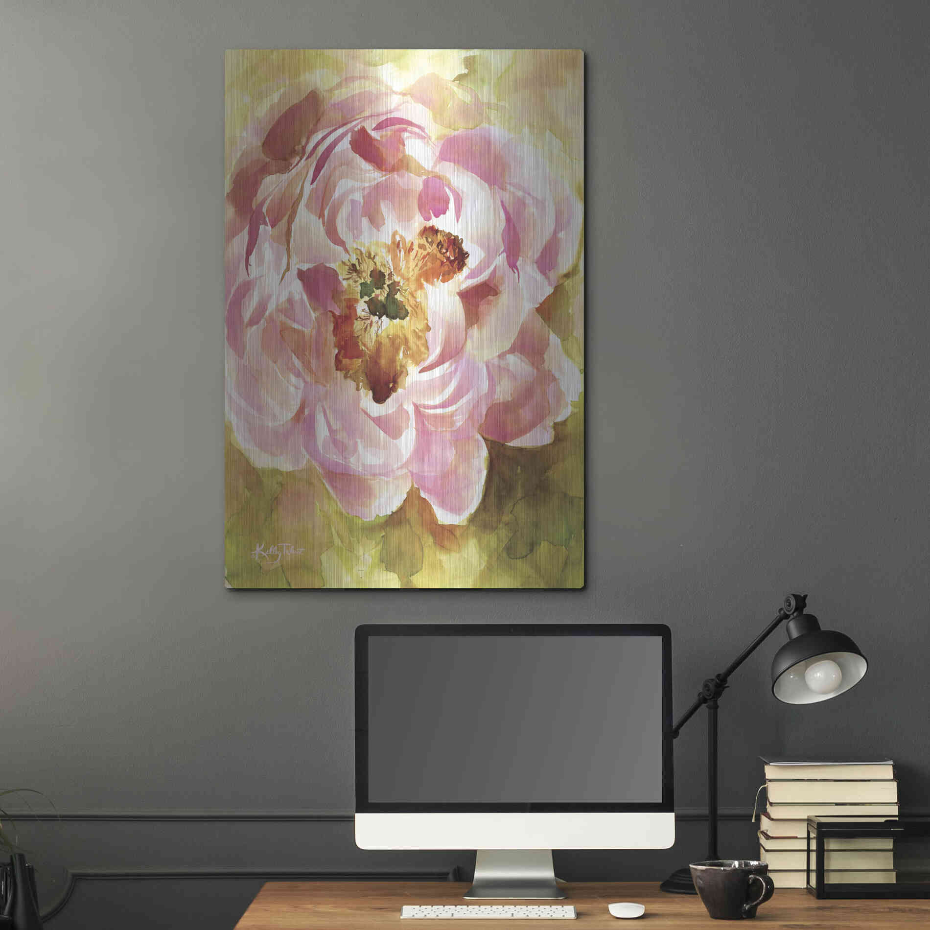 Luxe Metal Art 'Peony Paradise' by Kelley Talent, Metal Wall Art,24x36