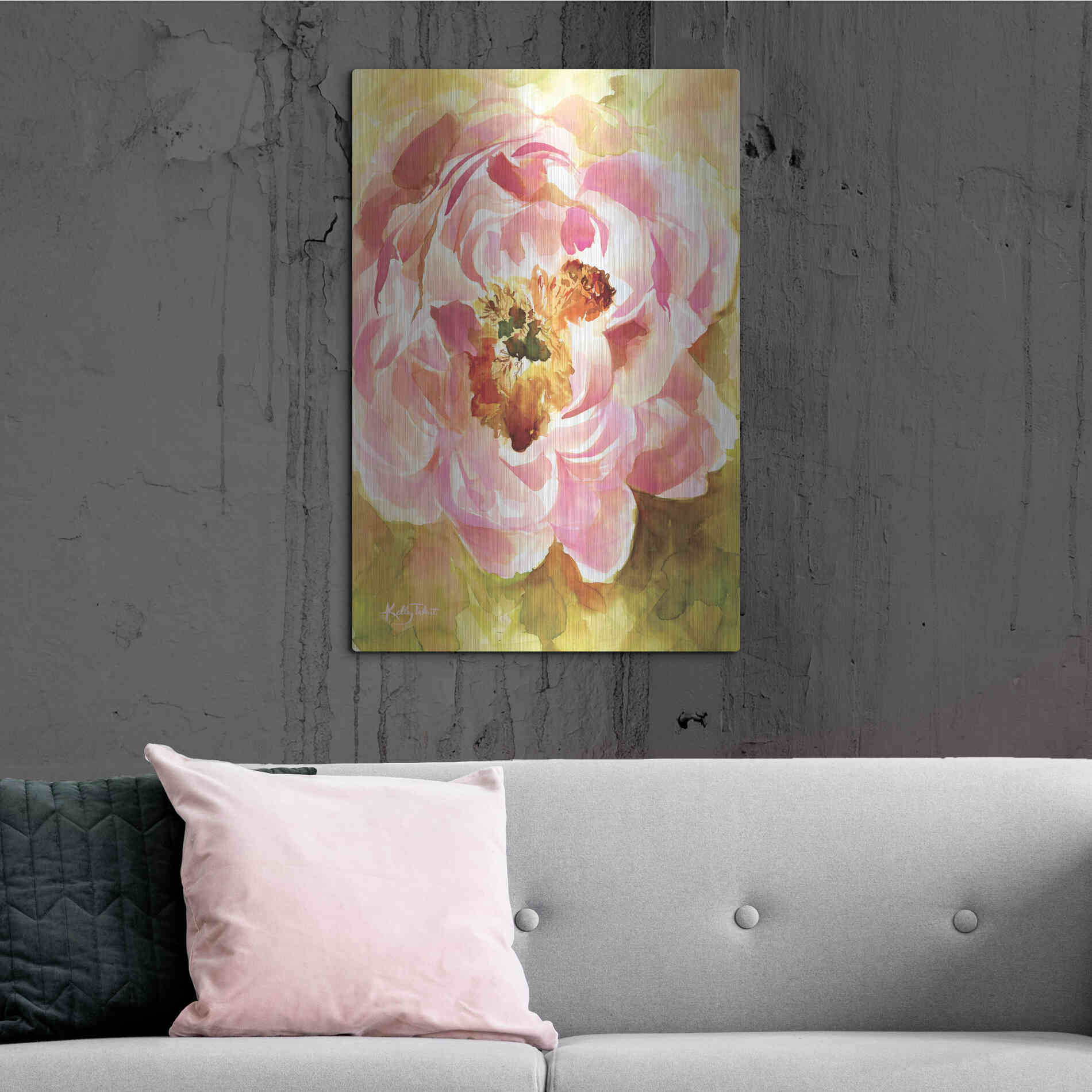 Luxe Metal Art 'Peony Paradise' by Kelley Talent, Metal Wall Art,24x36