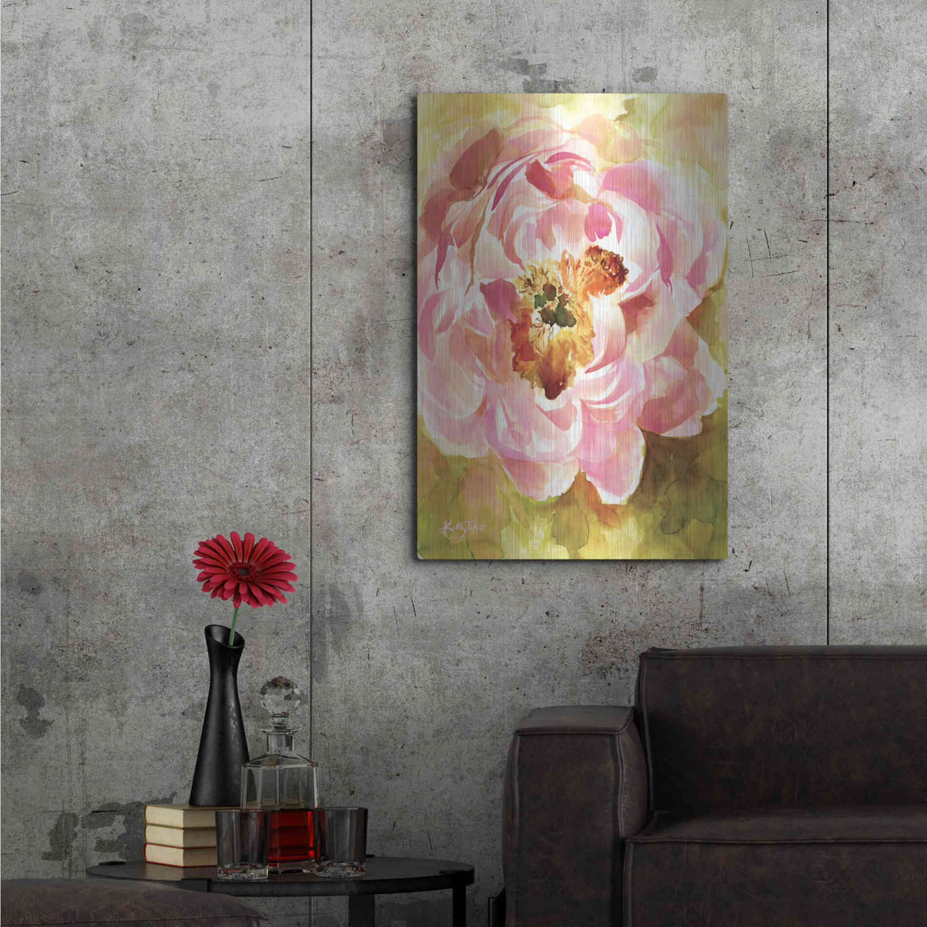 Luxe Metal Art 'Peony Paradise' by Kelley Talent, Metal Wall Art,24x36