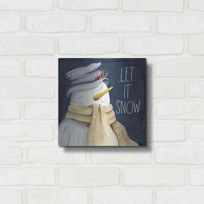Luxe Metal Art 'Let It Snow Snowman' by Kelley Talent, Metal Wall Art,12x12