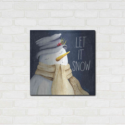 Luxe Metal Art 'Let It Snow Snowman' by Kelley Talent, Metal Wall Art,24x24