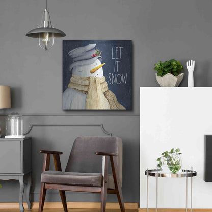 Luxe Metal Art 'Let It Snow Snowman' by Kelley Talent, Metal Wall Art,24x24