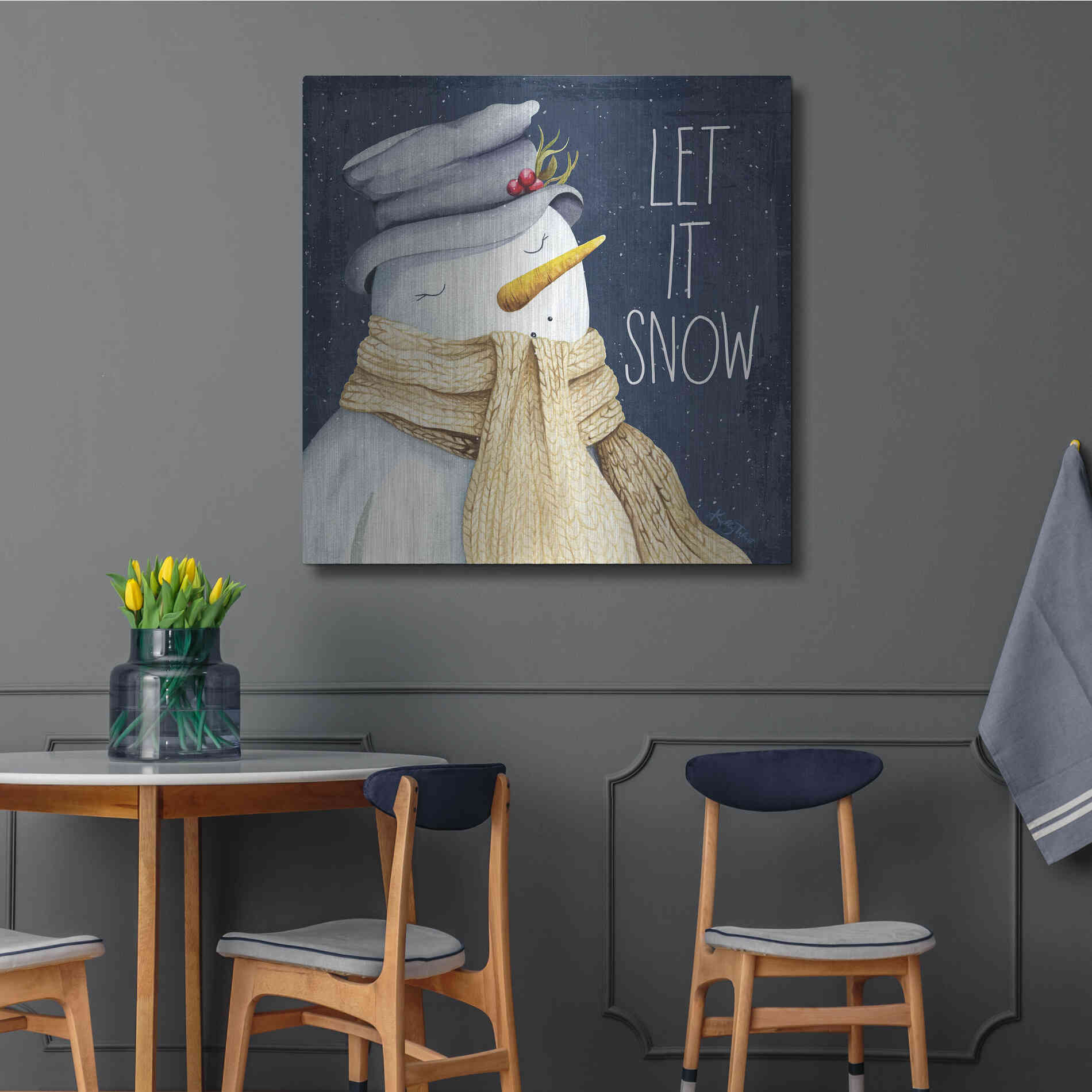 Luxe Metal Art 'Let It Snow Snowman' by Kelley Talent, Metal Wall Art,36x36