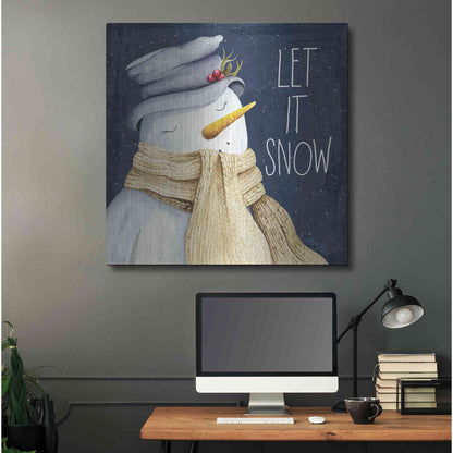 Luxe Metal Art 'Let It Snow Snowman' by Kelley Talent, Metal Wall Art,36x36