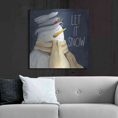 Luxe Metal Art 'Let It Snow Snowman' by Kelley Talent, Metal Wall Art,36x36