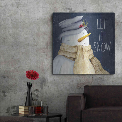 Luxe Metal Art 'Let It Snow Snowman' by Kelley Talent, Metal Wall Art,36x36