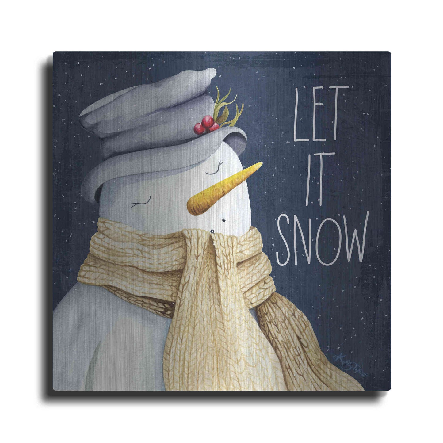 Luxe Metal Art 'Let It Snow Snowman' by Kelley Talent, Metal Wall Art