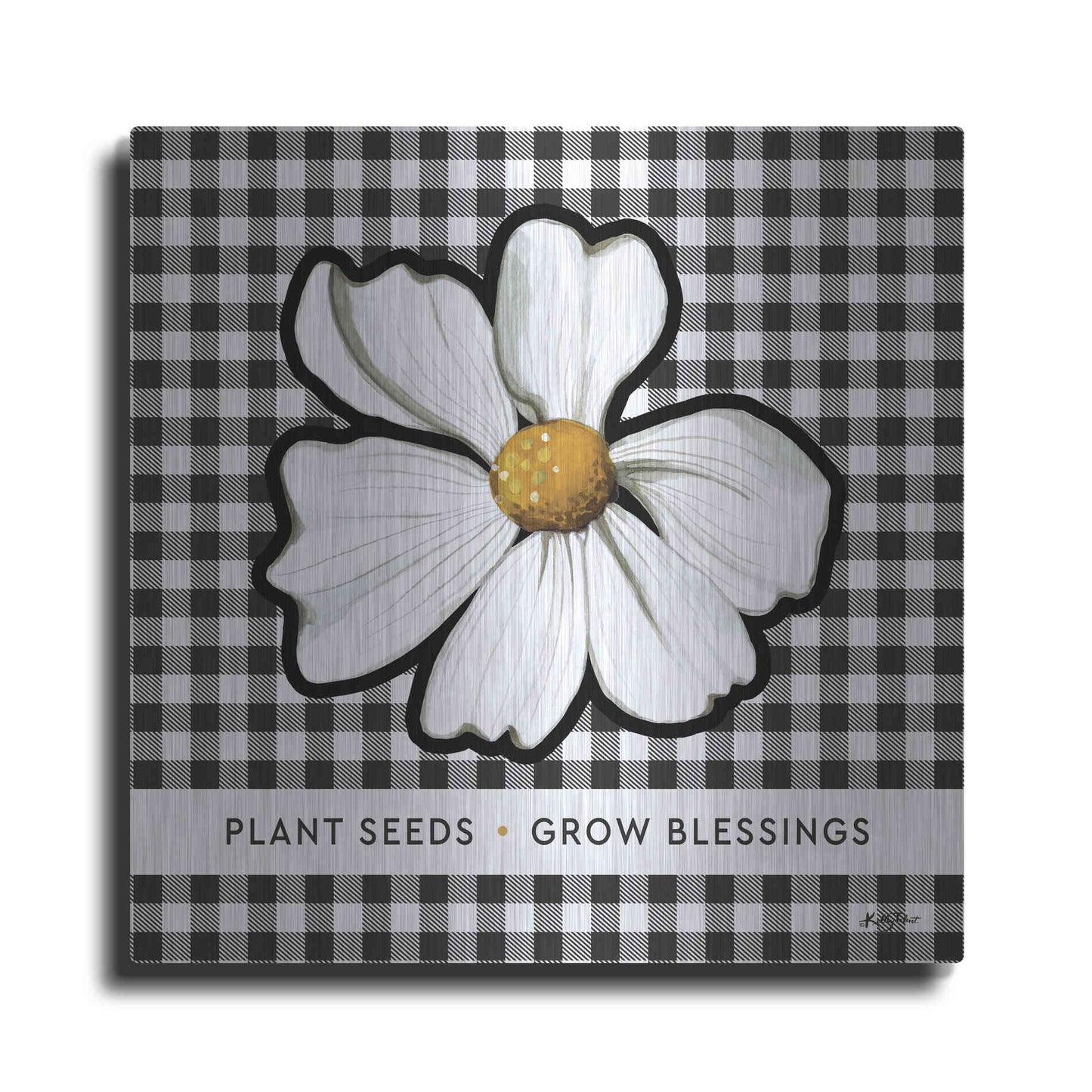 Luxe Metal Art 'Plant Seeds, Grow Blessings' by Kelley Talent, Metal Wall Art