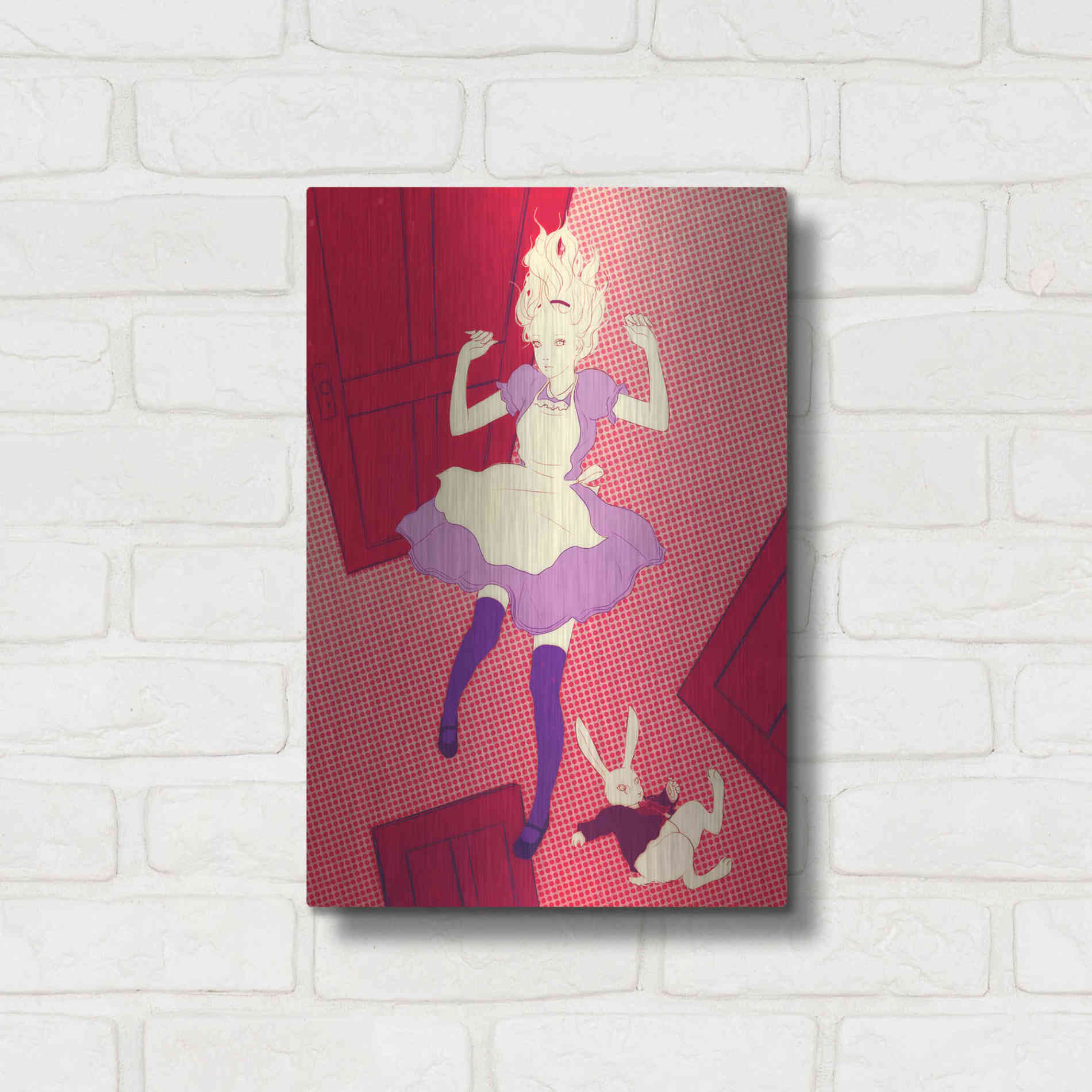 Luxe Metal Art 'Alice Falling' by Sai Tamiya, Metal Wall Art,12x16