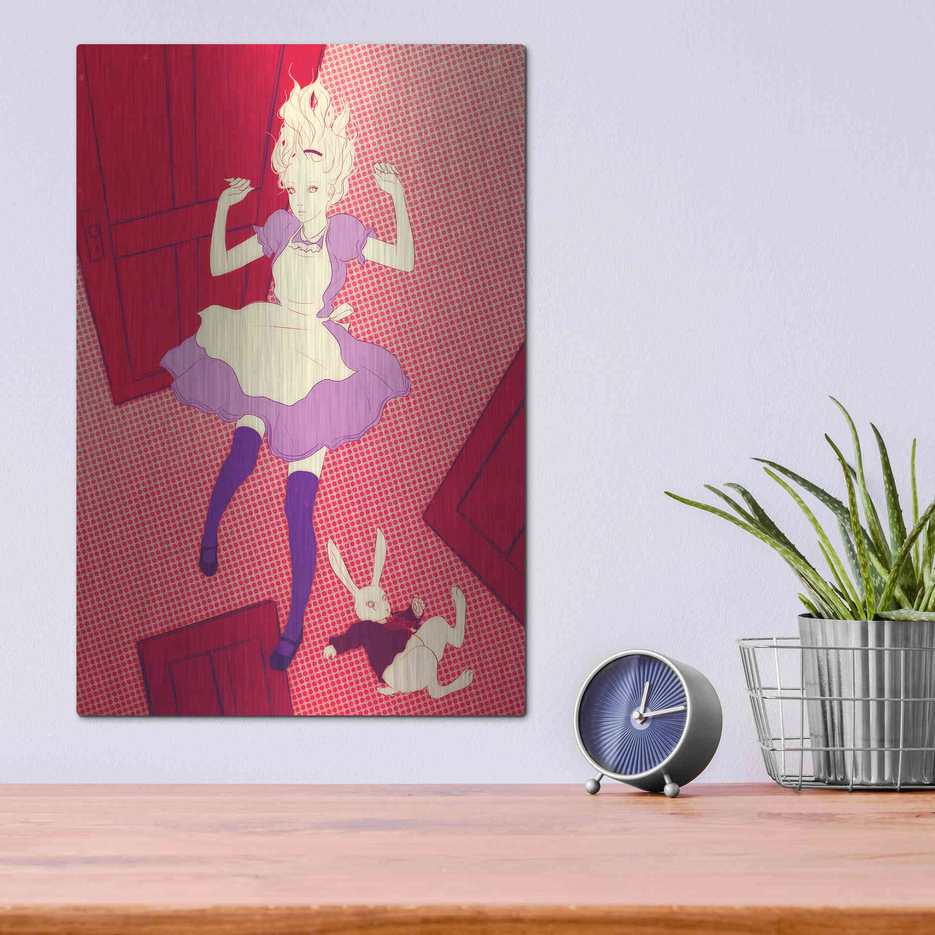 Luxe Metal Art 'Alice Falling' by Sai Tamiya, Metal Wall Art,12x16