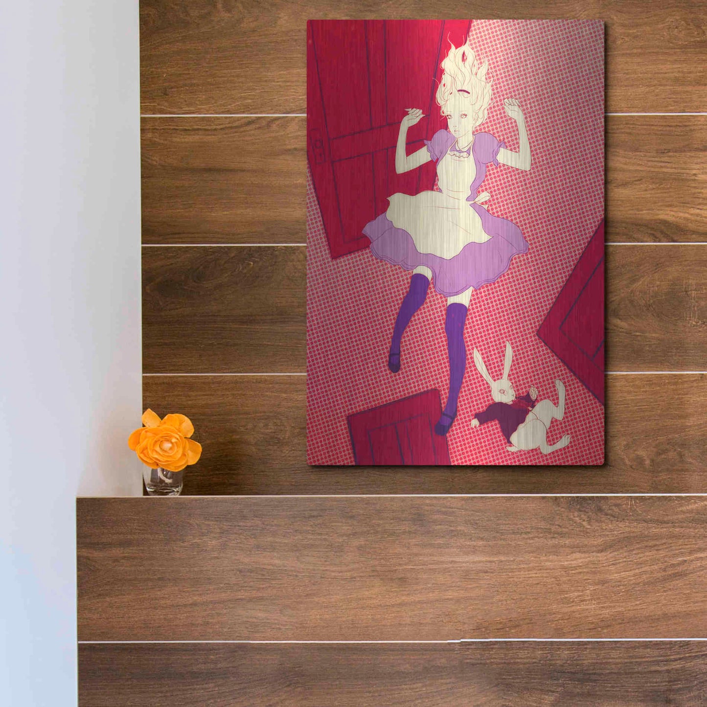 Luxe Metal Art 'Alice Falling' by Sai Tamiya, Metal Wall Art,12x16