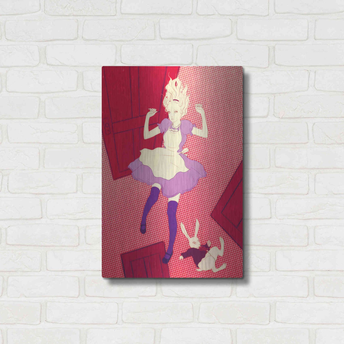 Luxe Metal Art 'Alice Falling' by Sai Tamiya, Metal Wall Art,16x24