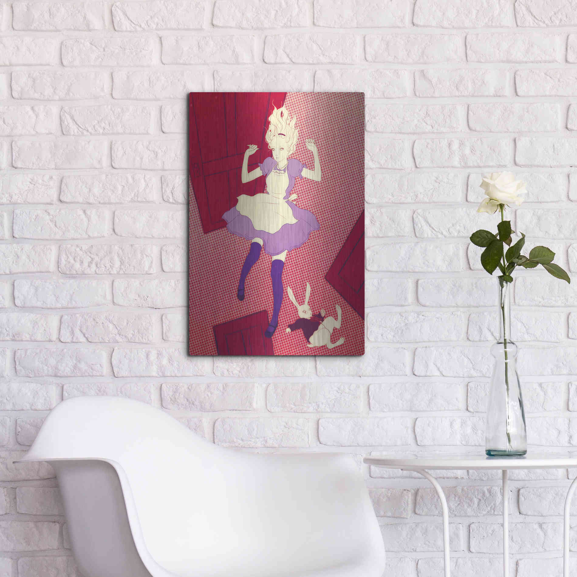 Luxe Metal Art 'Alice Falling' by Sai Tamiya, Metal Wall Art,16x24