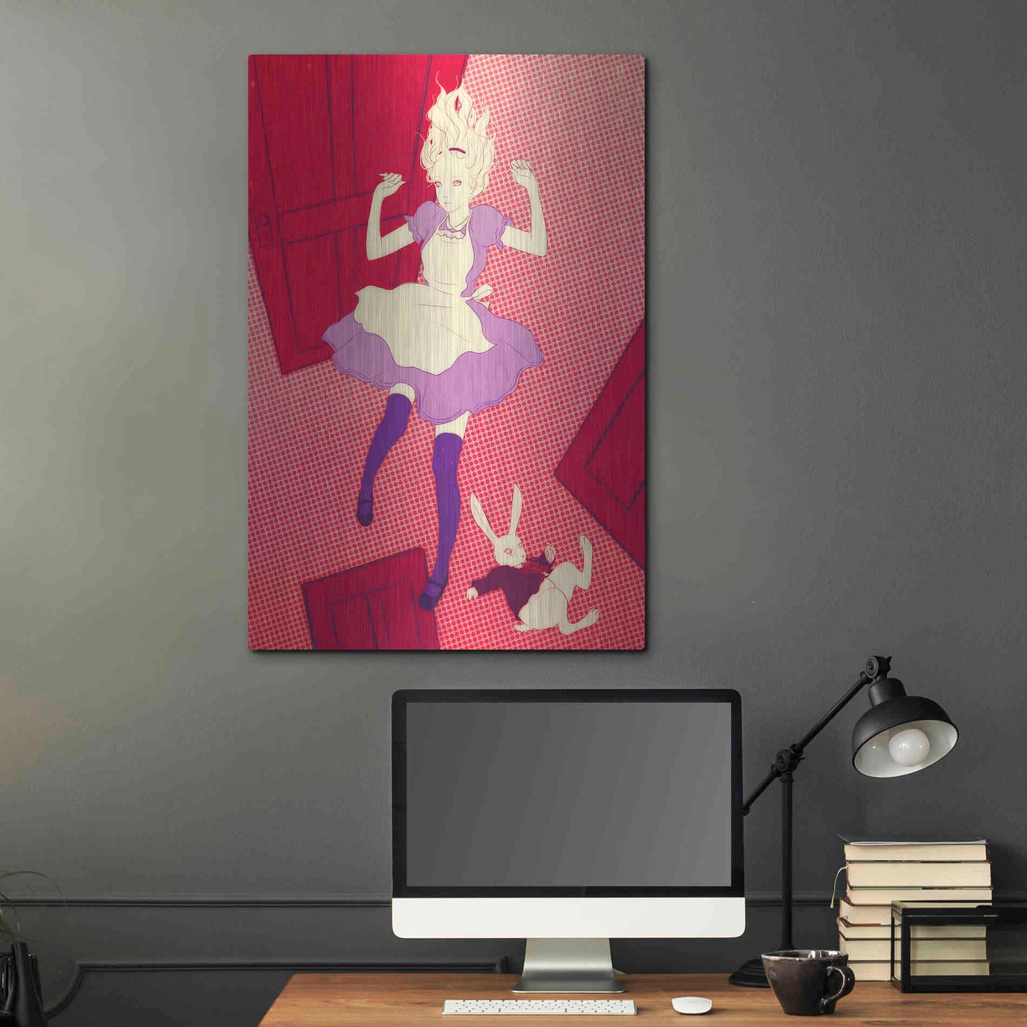 Luxe Metal Art 'Alice Falling' by Sai Tamiya, Metal Wall Art,24x36