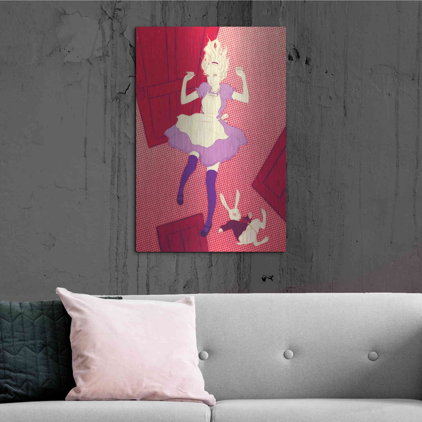 Luxe Metal Art 'Alice Falling' by Sai Tamiya, Metal Wall Art,24x36