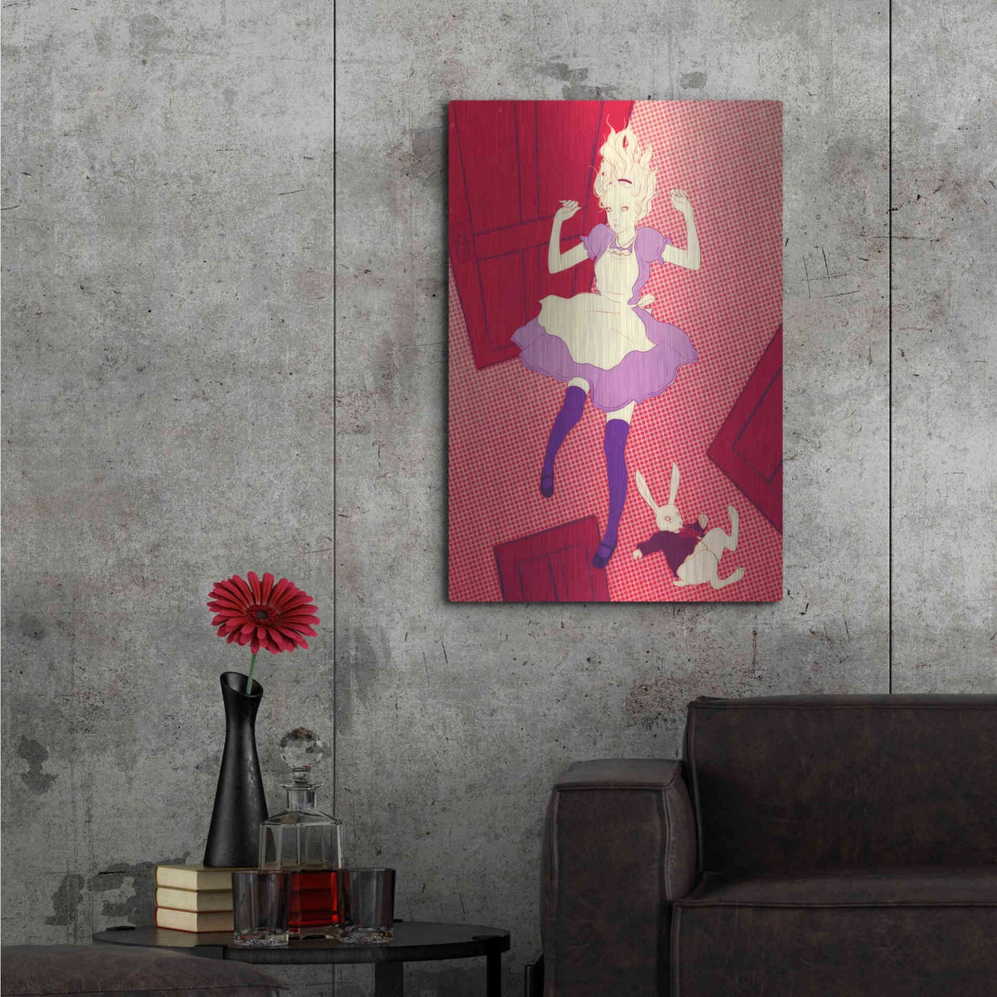 Luxe Metal Art 'Alice Falling' by Sai Tamiya, Metal Wall Art,24x36