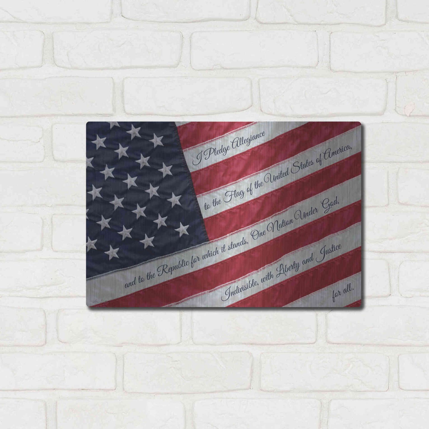 Luxe Metal Art 'I Pledge Allegiance II' by Lori Deiter, Metal Wall Art,16x12