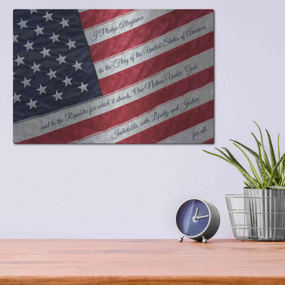 Luxe Metal Art 'I Pledge Allegiance II' by Lori Deiter, Metal Wall Art,16x12