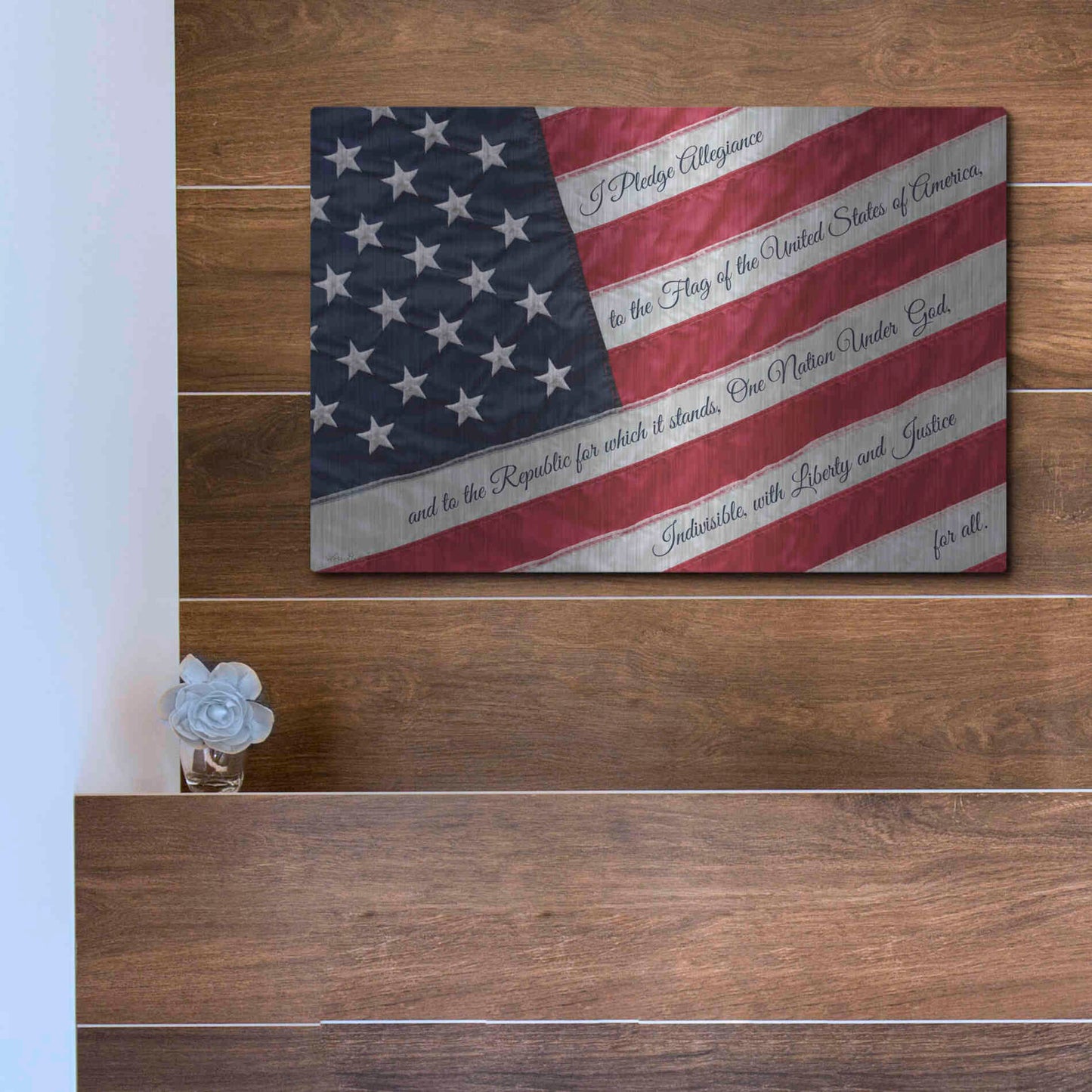 Luxe Metal Art 'I Pledge Allegiance II' by Lori Deiter, Metal Wall Art,16x12