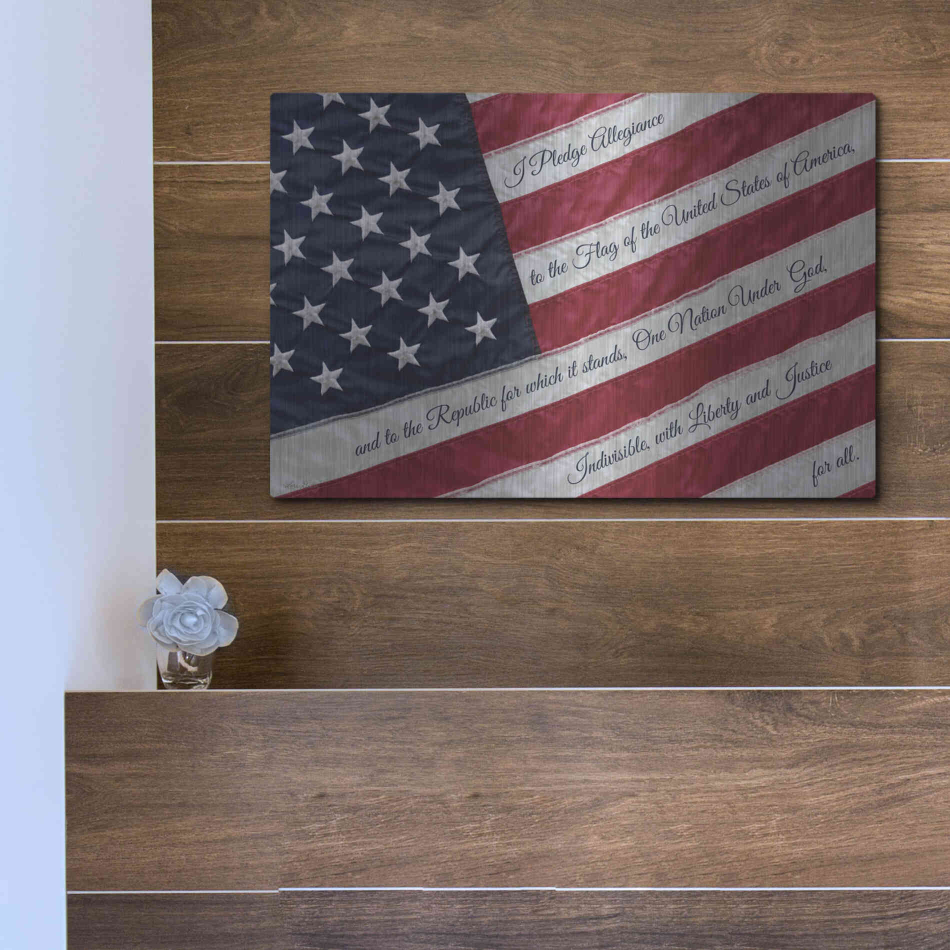 Luxe Metal Art 'I Pledge Allegiance II' by Lori Deiter, Metal Wall Art,16x12