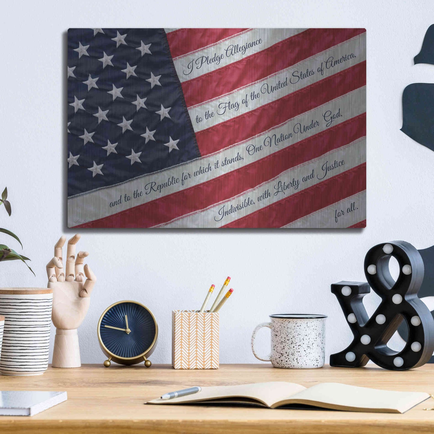 Luxe Metal Art 'I Pledge Allegiance II' by Lori Deiter, Metal Wall Art,16x12