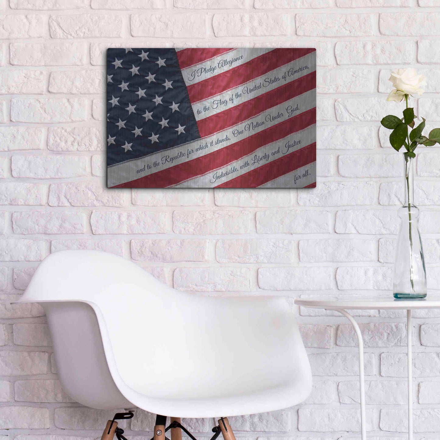 Luxe Metal Art 'I Pledge Allegiance II' by Lori Deiter, Metal Wall Art,24x16