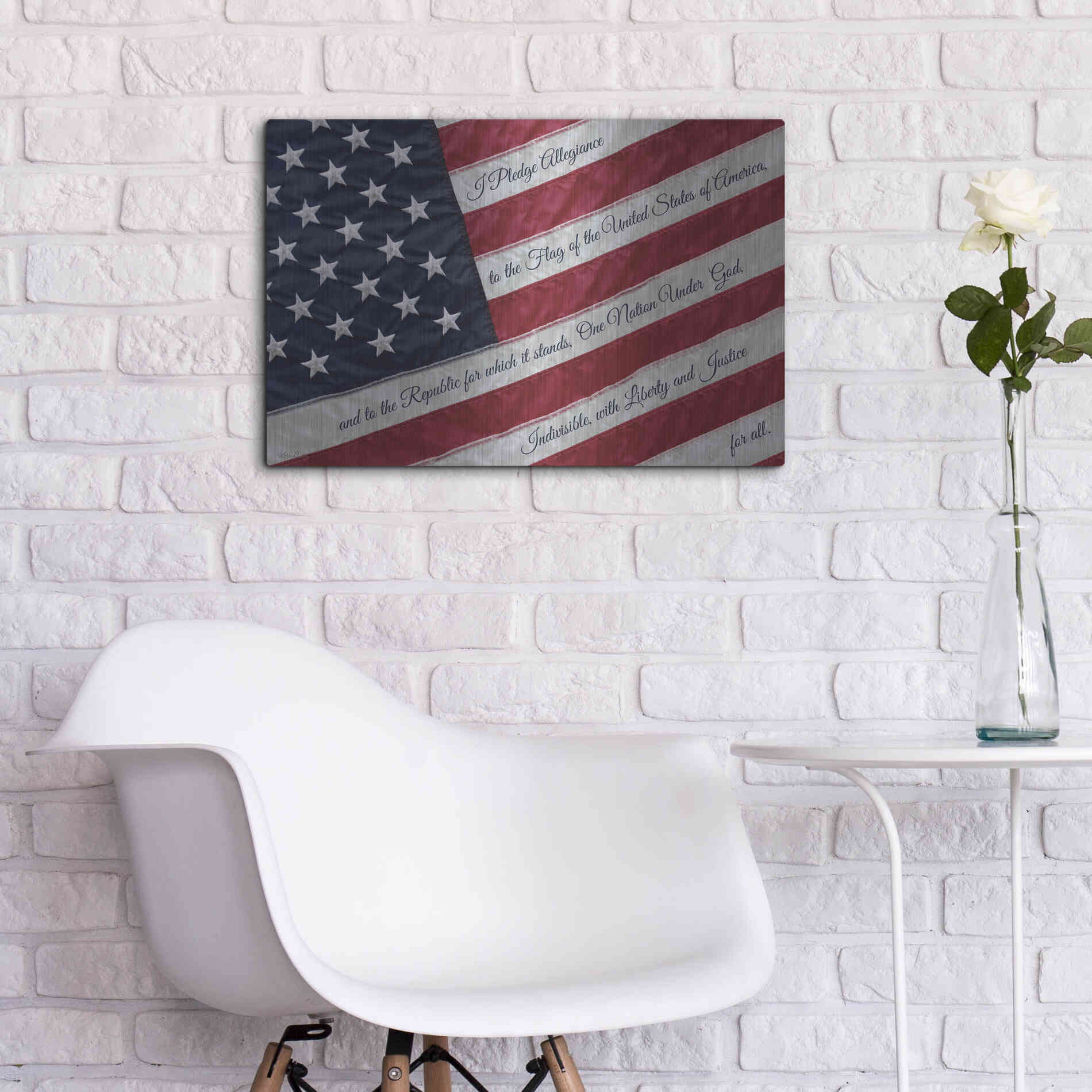 Luxe Metal Art 'I Pledge Allegiance II' by Lori Deiter, Metal Wall Art,24x16