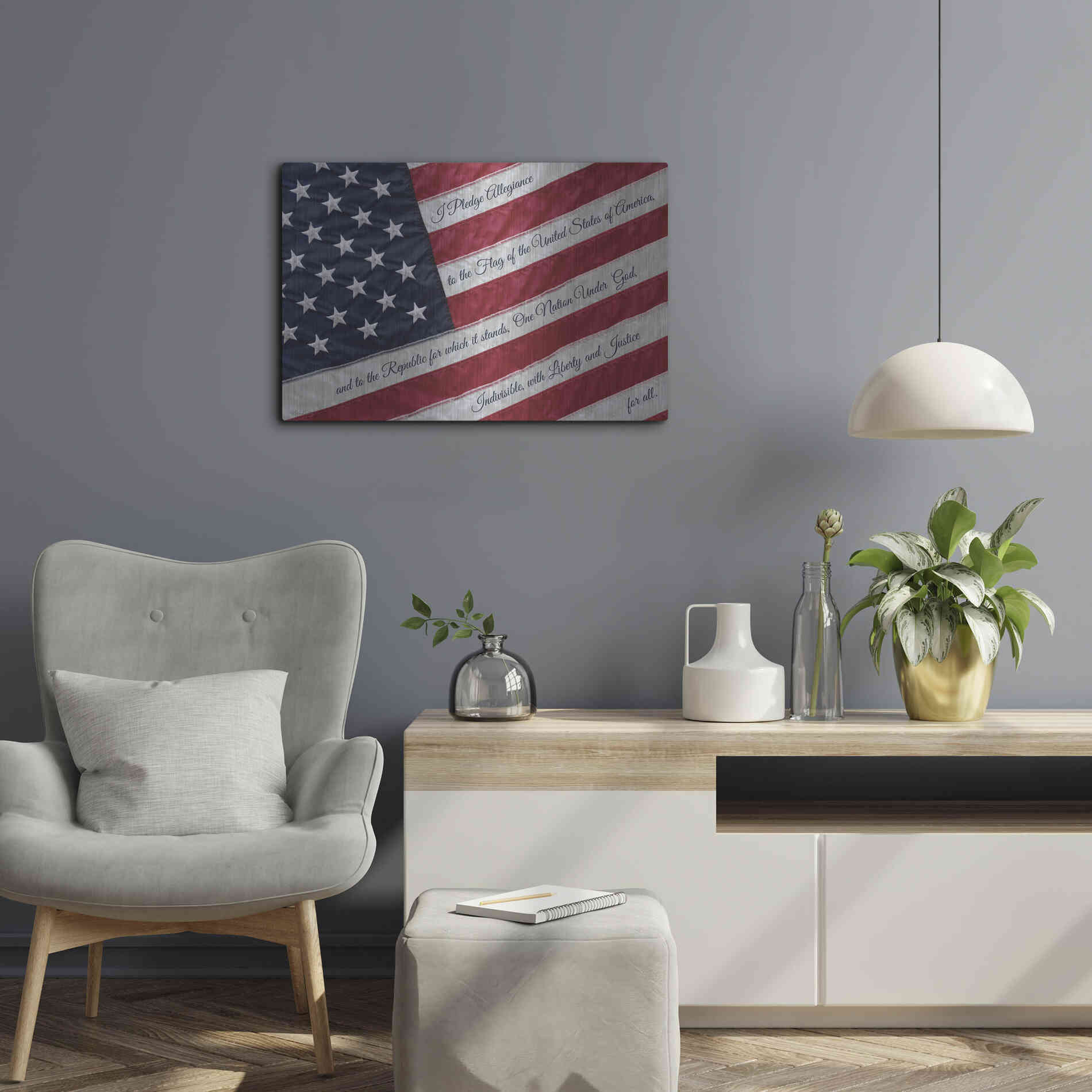 Luxe Metal Art 'I Pledge Allegiance II' by Lori Deiter, Metal Wall Art,24x16