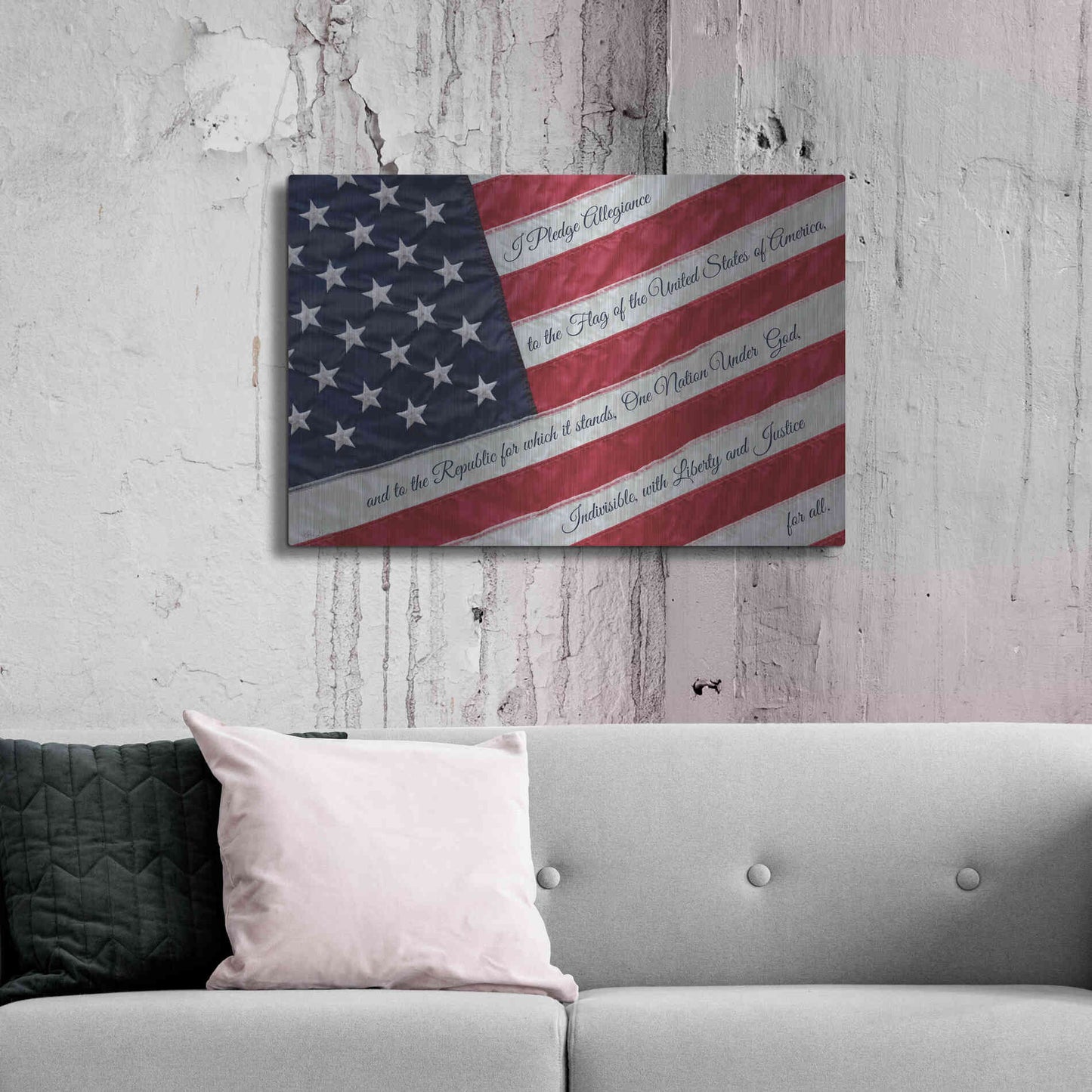 Luxe Metal Art 'I Pledge Allegiance II' by Lori Deiter, Metal Wall Art,36x24