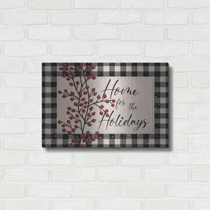 Luxe Metal Art 'Home for the Holidays with Berries' by Linda Spivey, Metal Wall Art,24x16