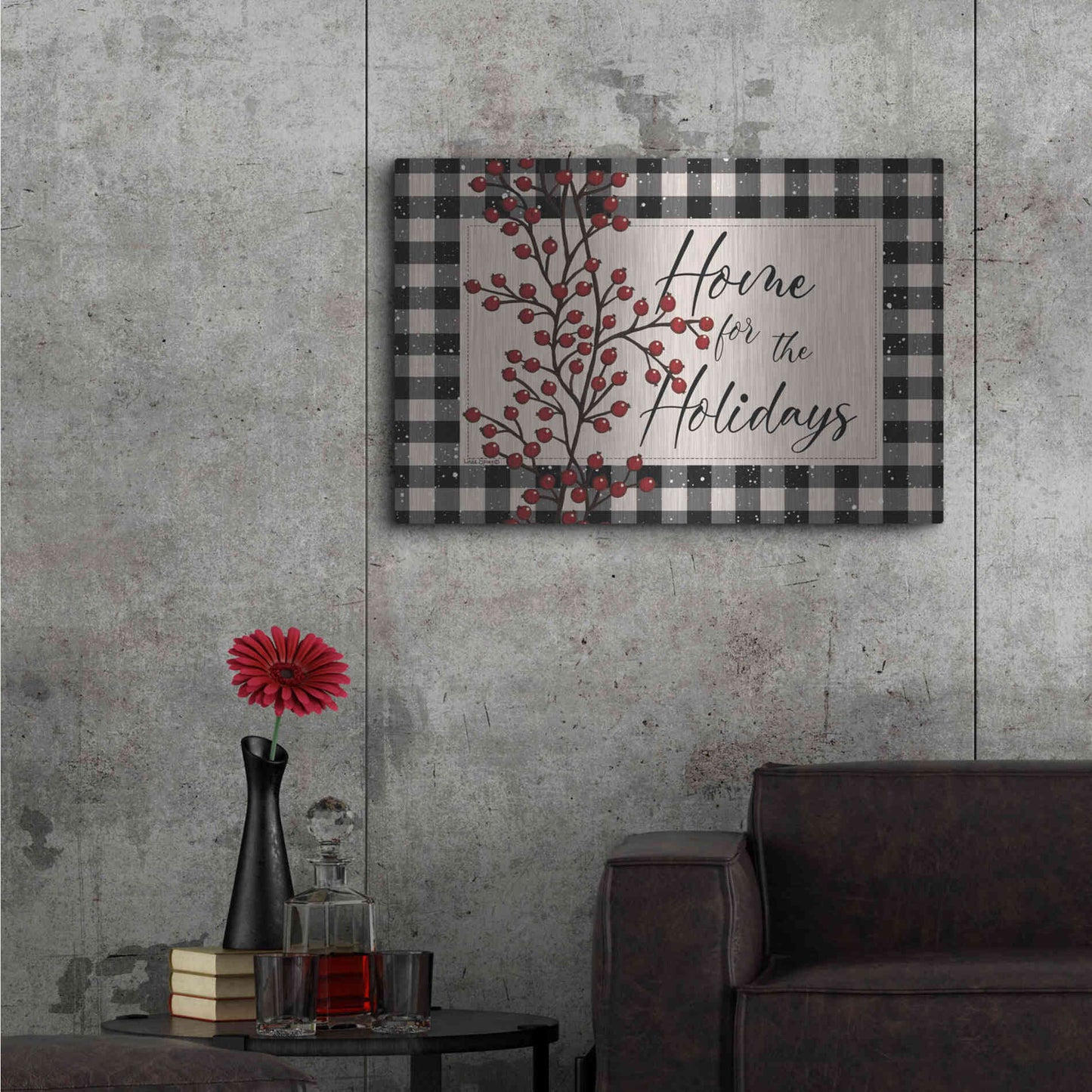 Luxe Metal Art 'Home for the Holidays with Berries' by Linda Spivey, Metal Wall Art,36x24