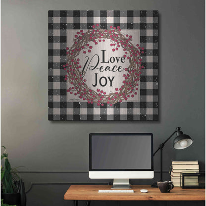 Luxe Metal Art 'Love Peace Joy with Berries' by Linda Spivey, Metal Wall Art,36x36